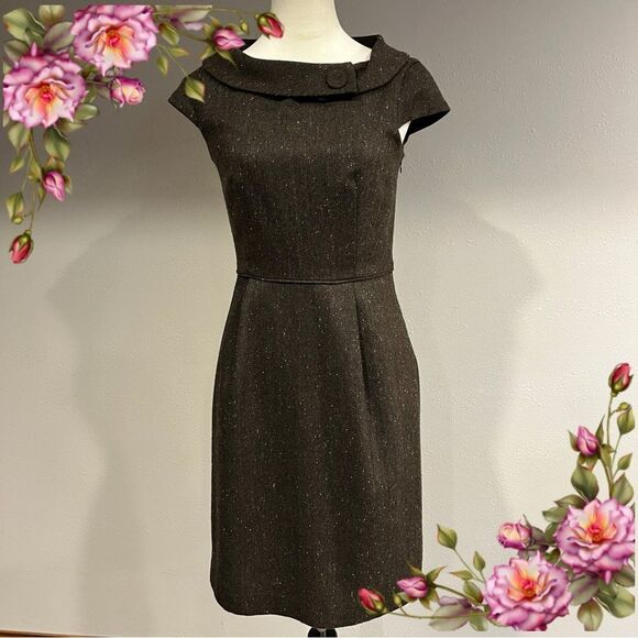 Ann Taylor Elegant brown Dress with Collar size 0 - Picture 1 of 13